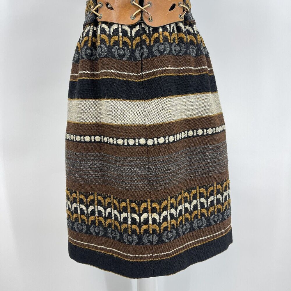 Vintage S Howard Hirsh California Woven Wool Tapestry Dress Leather Belt Sm Med - Picture 5 of 12